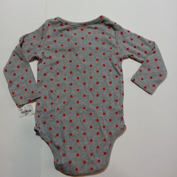 OshKosh B'Gosh 12 Months Sz 1 Shirt Gray Red Polka Dot New w/ Tags - Picture 10 of 10